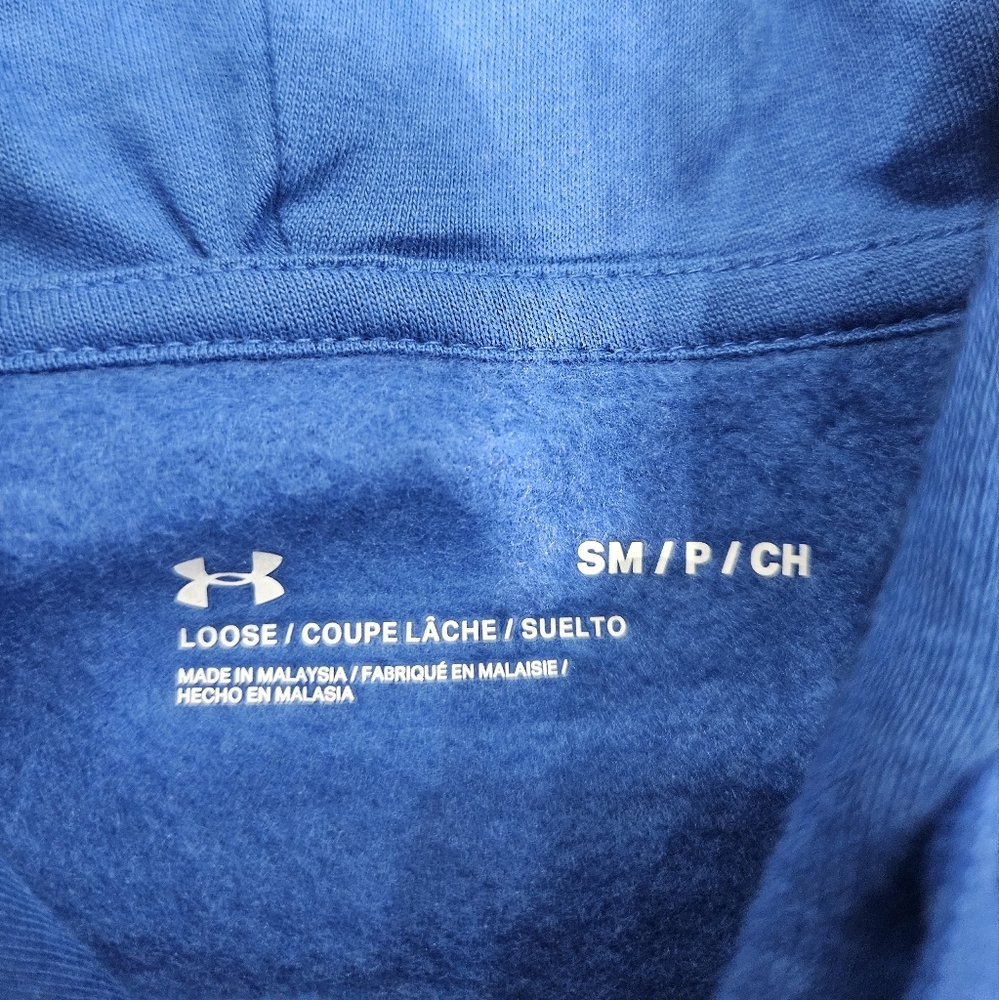 Under Armour Short Sleeve Hoodie Athletic Sweatshirt Logo Graphic Blue Size S - Picture 5 of 6